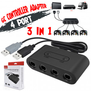 Gamecube Adapter 3-in-1 voor Nintendo WiiU en Nintendo Switch